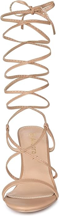 Women’s Strappy Lace-Up Chunky Block Heel Sandals – Open Toe Crisscross Dress Heels