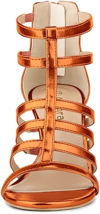 Women’s Cage Strappy Gladiator Chunky Heel Sandals – Lace-Up Open Toe Heels