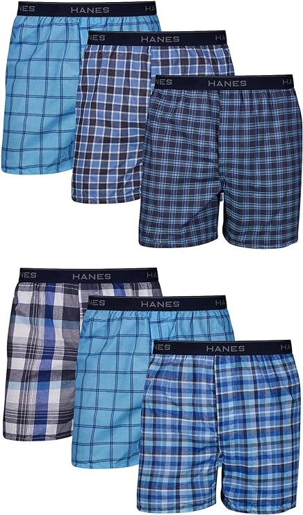Hanes Men's Tagless Boxer Underwear, Exposed Waistband, Multi