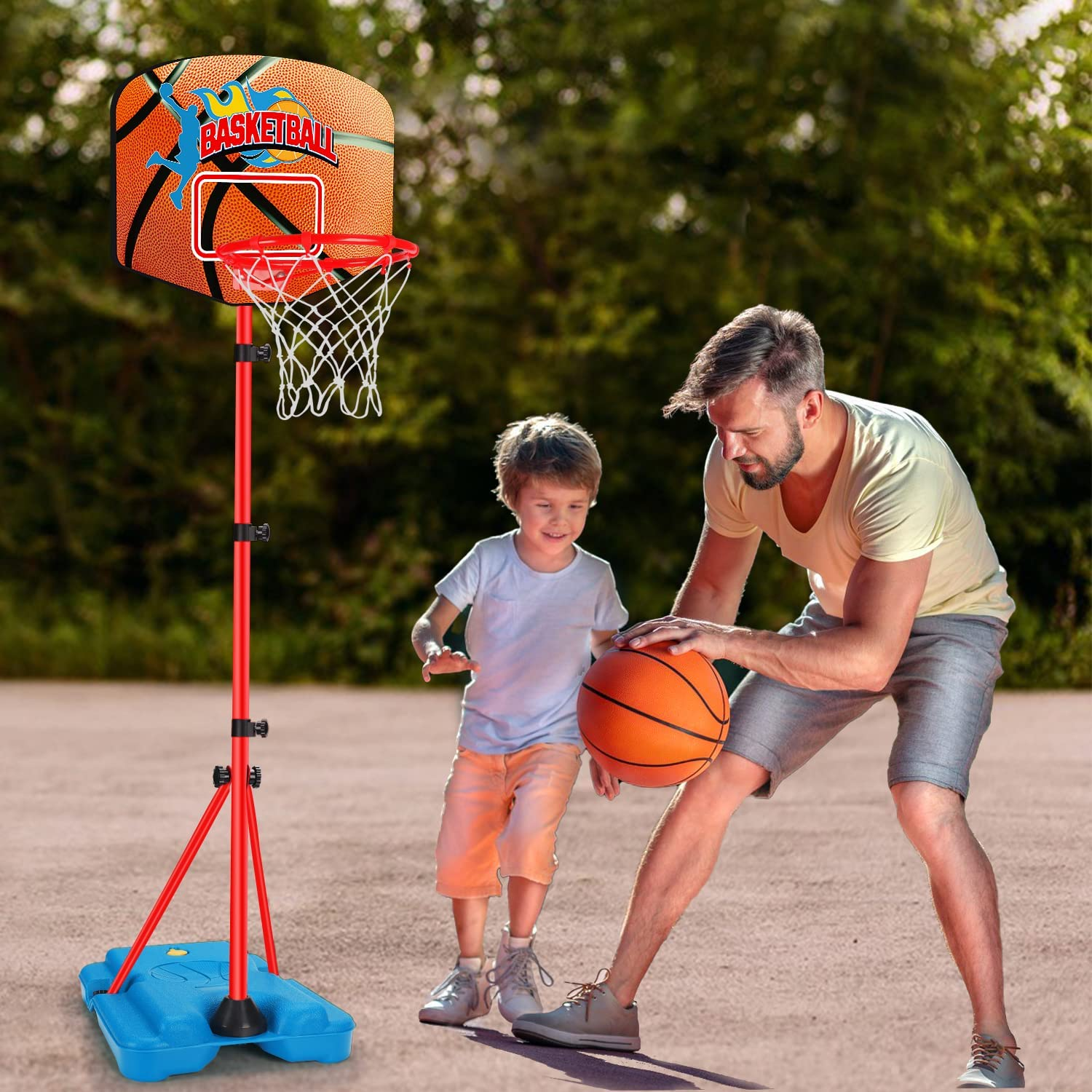 Toddler Basketball Hoop Stand Adjustable Height 2.5 Ft -6.2 Ft Mini Indoor Basket