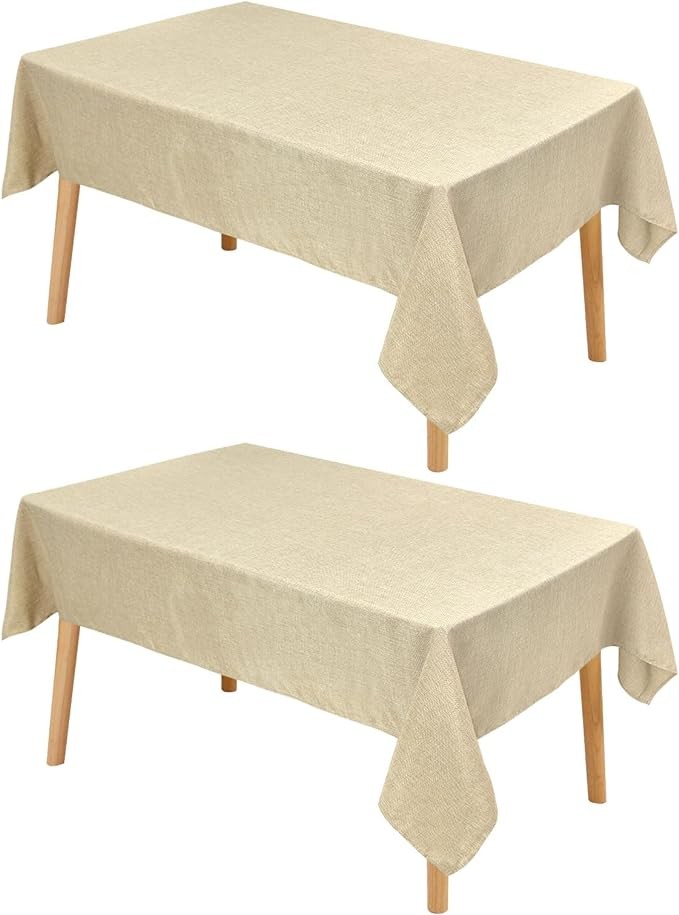 Hiasan 2 Pack Faux Linen Rectangle Tablecloth