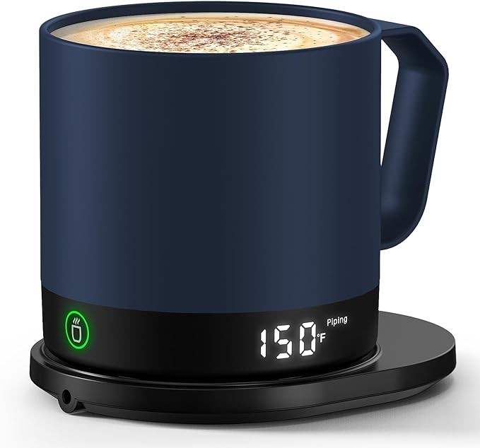 BUUO Temperature-Controlled Self-Heating Smart Coffee Tea Mug 16 Oz, Double-Sided LED Real
