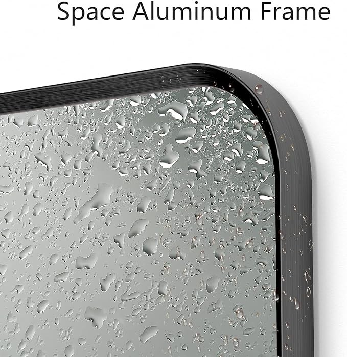 Muzuli 20x30 inch Black Framed Rectangle Mirror Bathroom Mirror for Wall Decor Hangs Horizontally or Vertically for Bathroom Bedroom LivingRoom Entryway