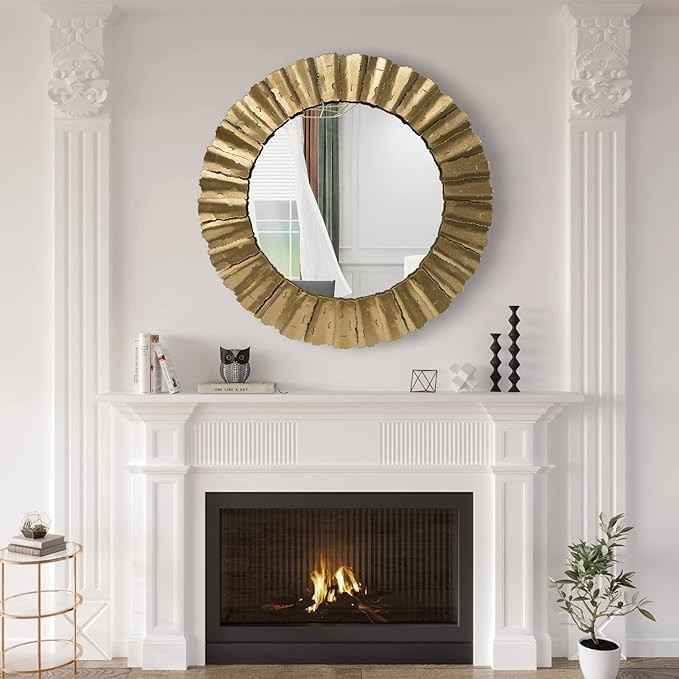 Gold Mirror, Handcrafted Round Wall Mirrors Decorative Modern Wall