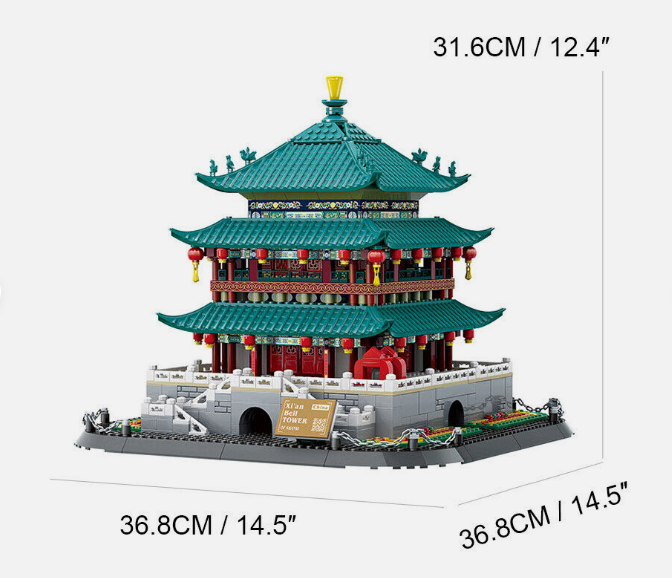 Goirzi Bell Tower Shaanxi China Toys 1121Pcs Building Blocks Set Puzzle Model