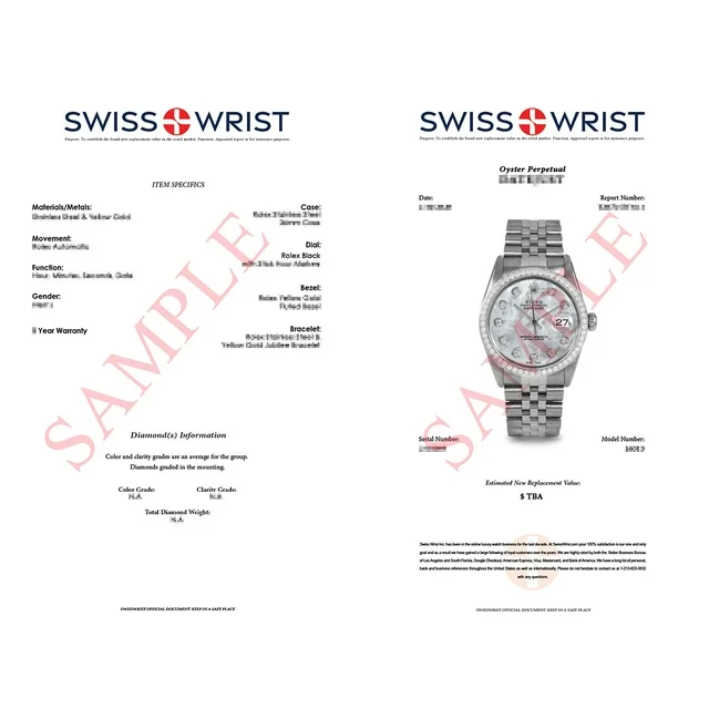 Pre-Owned Rolex 16014 Men's 36mm Datejust Wristwatch Mother of Pearl Diamond (3 Year Warranty)