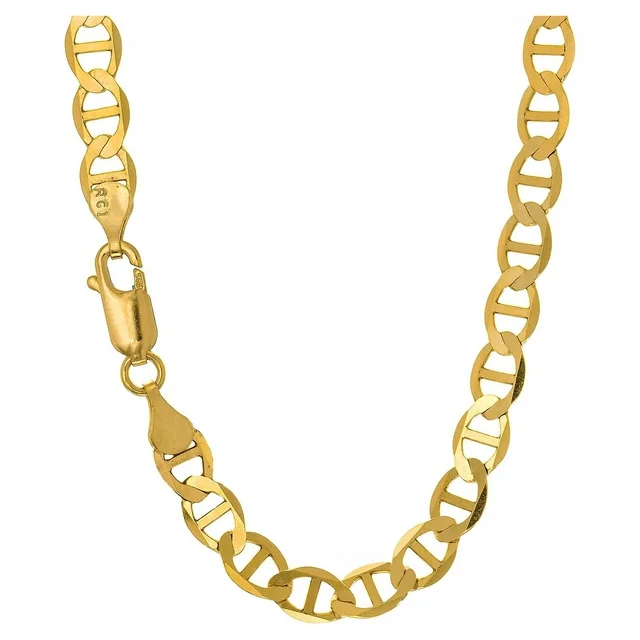 10k Solid Yellow Gold 3.2mm Mariner Chain Necklace