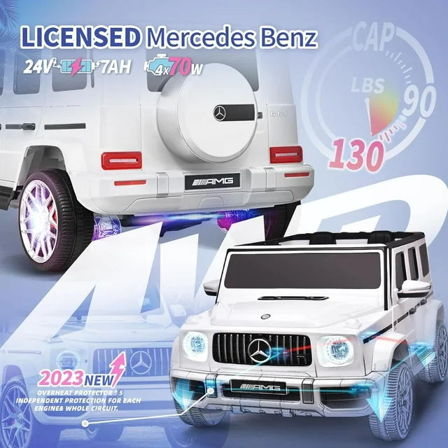 Joywhale 24V 2-Seater Kids Ride on Car Licensed Mercedes-Benz G63 Powerful 4WD for Kids Ages 3-8, with 7AH Big Battery, Remote Control, Soft Braking, 4