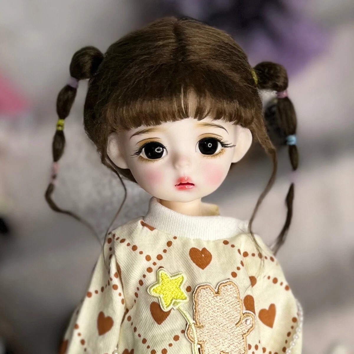 BJD Doll Girl Body with Clothes Suit Wigs Face Makeup Full Set Cute Doll Toy
