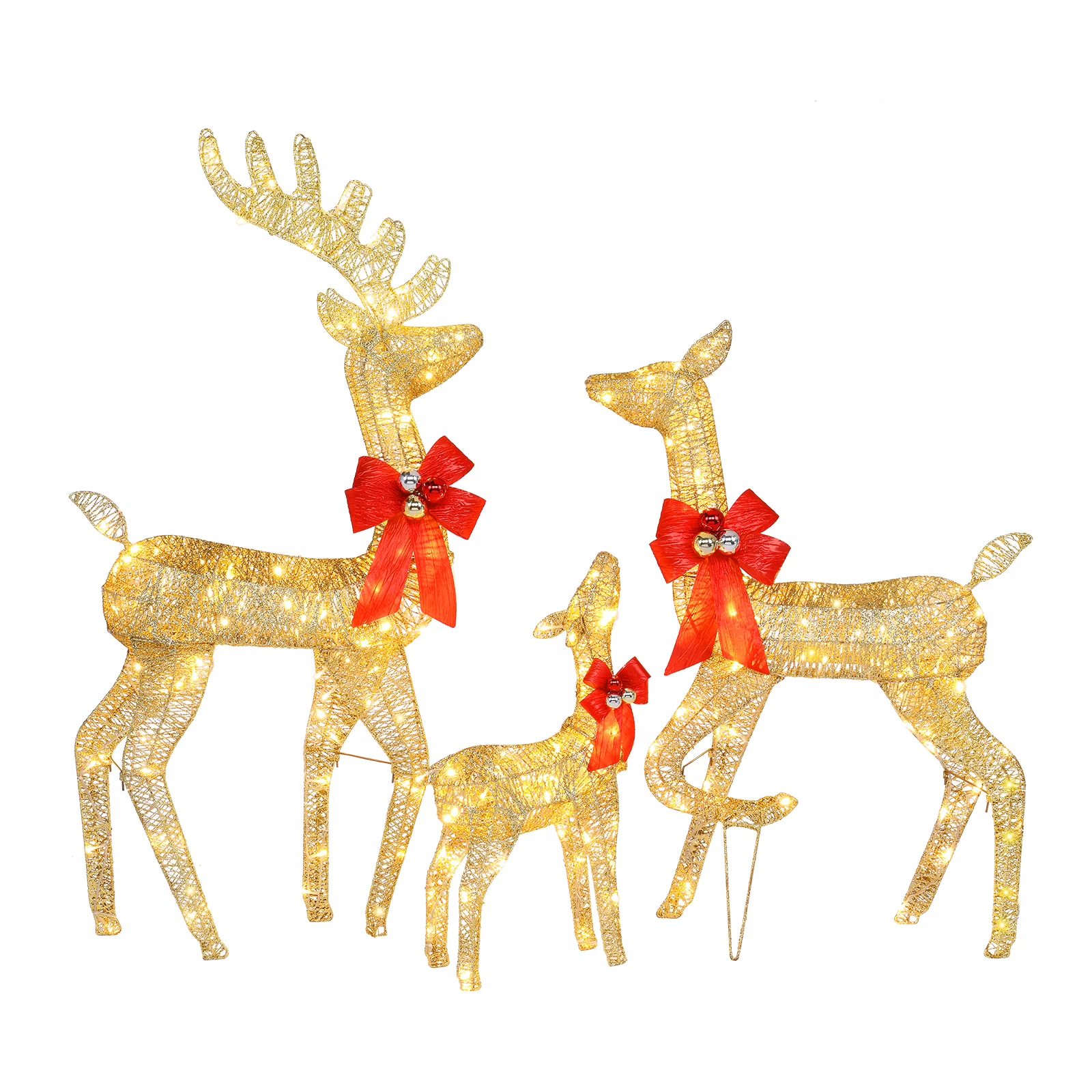 3-Piece Reindeer Family Lighted Deer Set for Indoor Outdoor Christmas Decoration