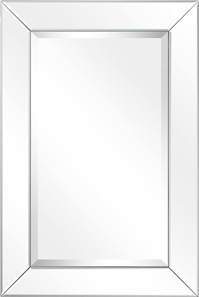 Empire Art Direct Solid Wood Frame Wall Mirror Covered with Beveled Mirror Panels, 1"