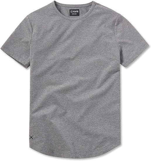 Cuts AO Universal Men’s Crew Neck Tee – Curve-Hem Premium Fitted T-Shirt in Black