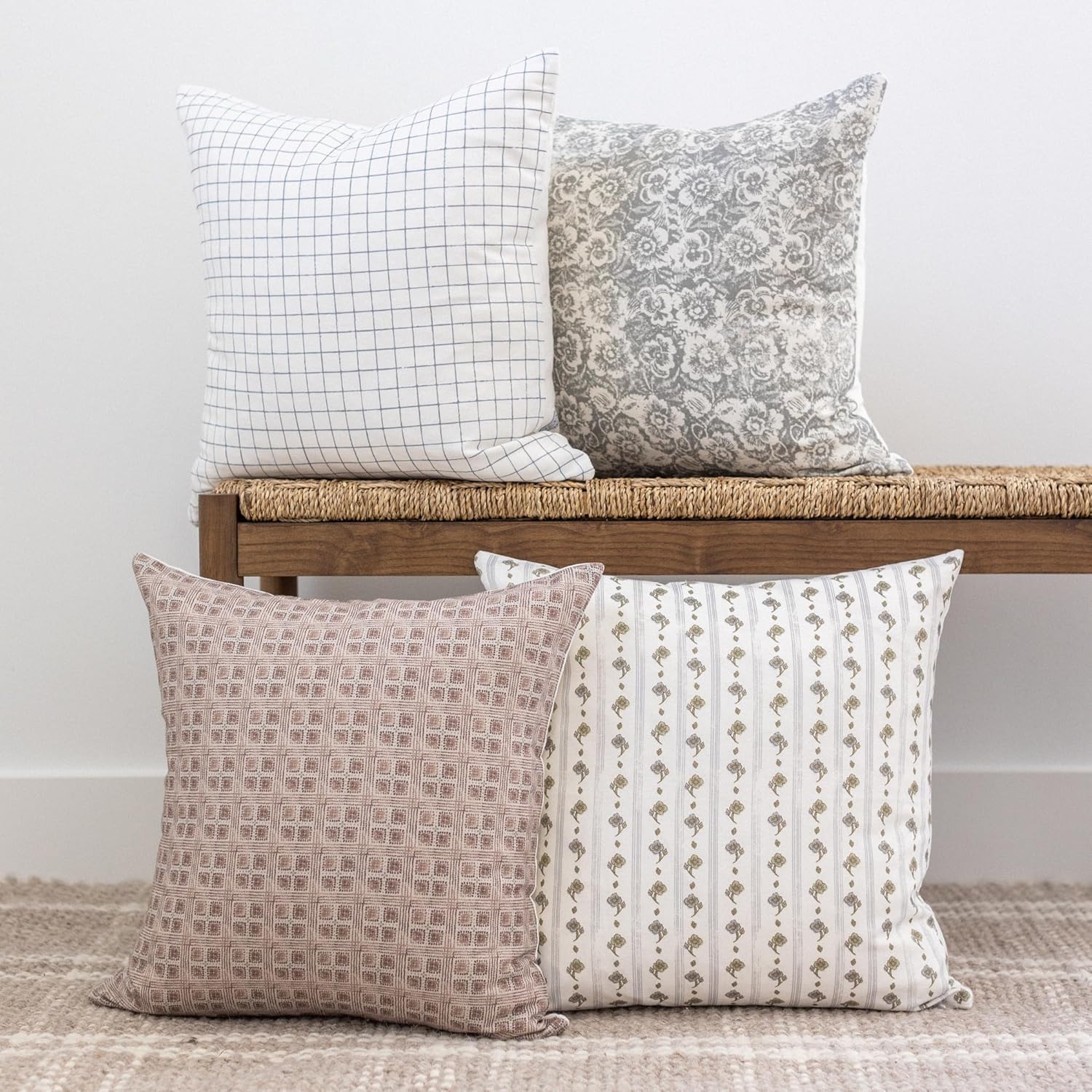 Woven Nook - Modern & Luxurious 18" x 18" Decorative Boho Throw Pillow Covers - Durable Quality & Machine Washable - 100% Cotton Canvas - Margot Design