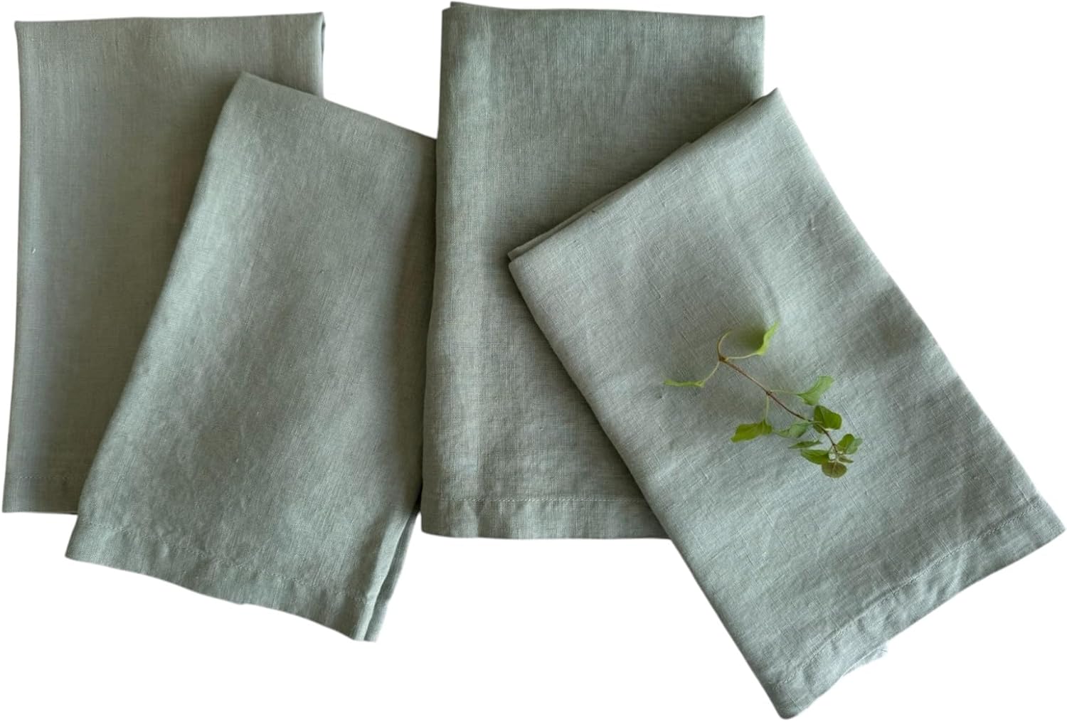 Linen Napkins – 100% French Flax – Stonewashed Pure Linen Cloth Napkins – Mitered Corners – Set of 4 (Sage Green) Visit the Eight Owls Store