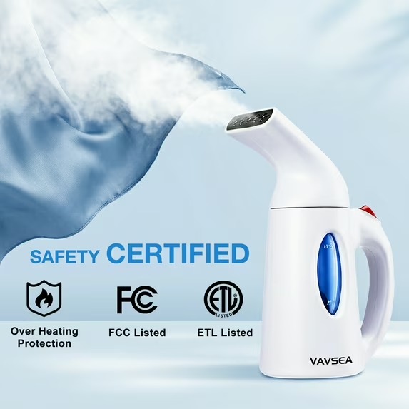 VAVSEA Handheld Garment Steamer 1000W Portable Steamer for Clothes, 250ml Water Capacity for Wrinkles,Steam,Soften,Clean,Sterilize,White