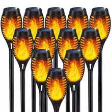 Solar Flame Torch Lights for Garden Decor, 12Pack Solar Lights Outdoor, Garden Lights Solar Powered Waterproof, LED Torches for Outside Decor, Luces Solares Outdoor Decorations for Patio Garden Art