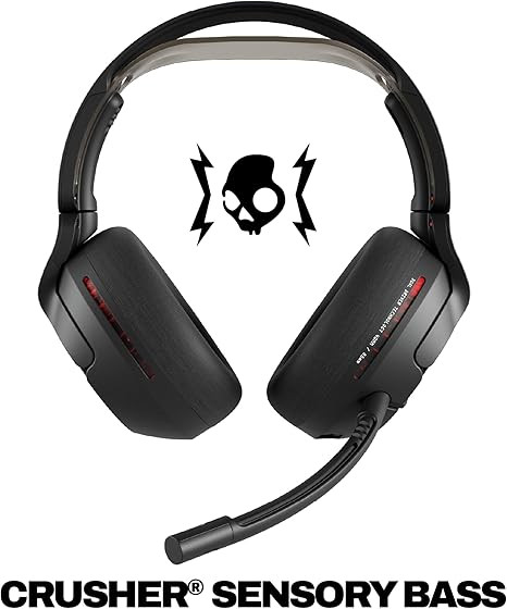 Skullcandy Crusher PLYR 720 Wireless Gaming Headset, Ultimate Immersion and Comfort, THX Spatial Audio, Multi-Sensory Bass and Platform- Digi-Black, Removable Mic, PC, PlayStation, Nintendo